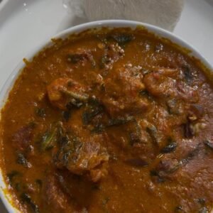 Bowl of Ogbono soup+ 1 wrap (pounded yam, Fufu, Amala, semolina)